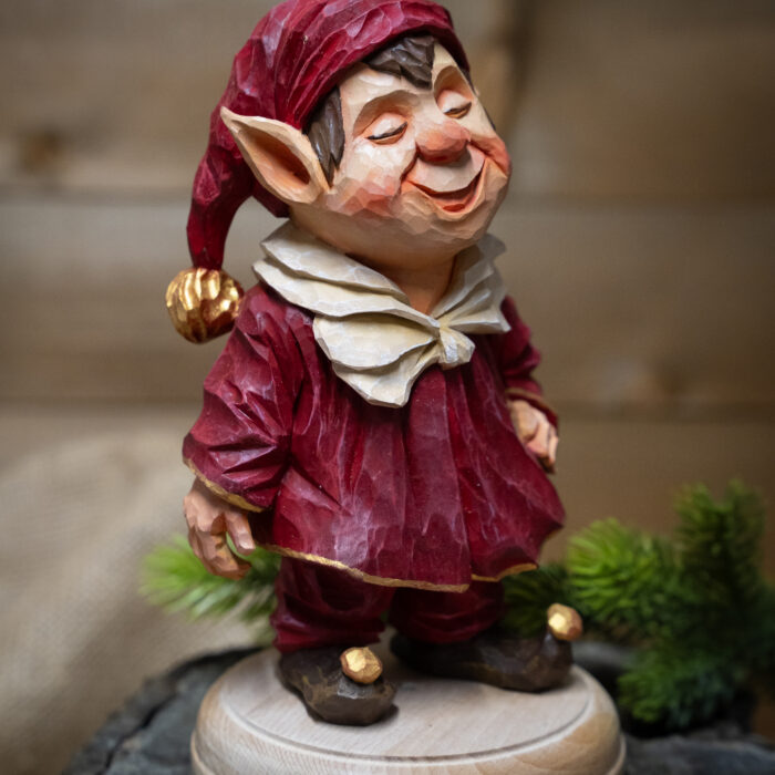 Christmas Elf – Hand-Carved Wooden Figurine